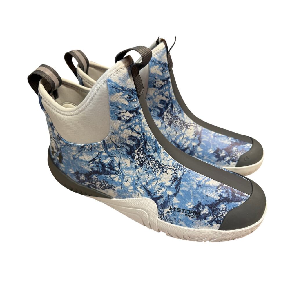 NEW Under Armour Shoreman Deck Shoes Boots Storm Fishing Mens blue camo Size 11